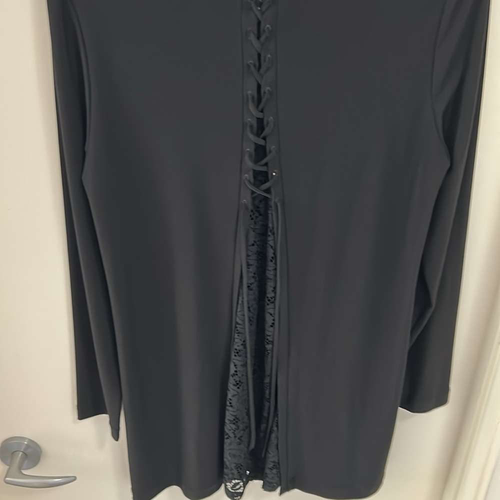 NWT:  Joseph Ripkoff Black Top with Studded Design & cross tie with lace back - Picture 8 of 14